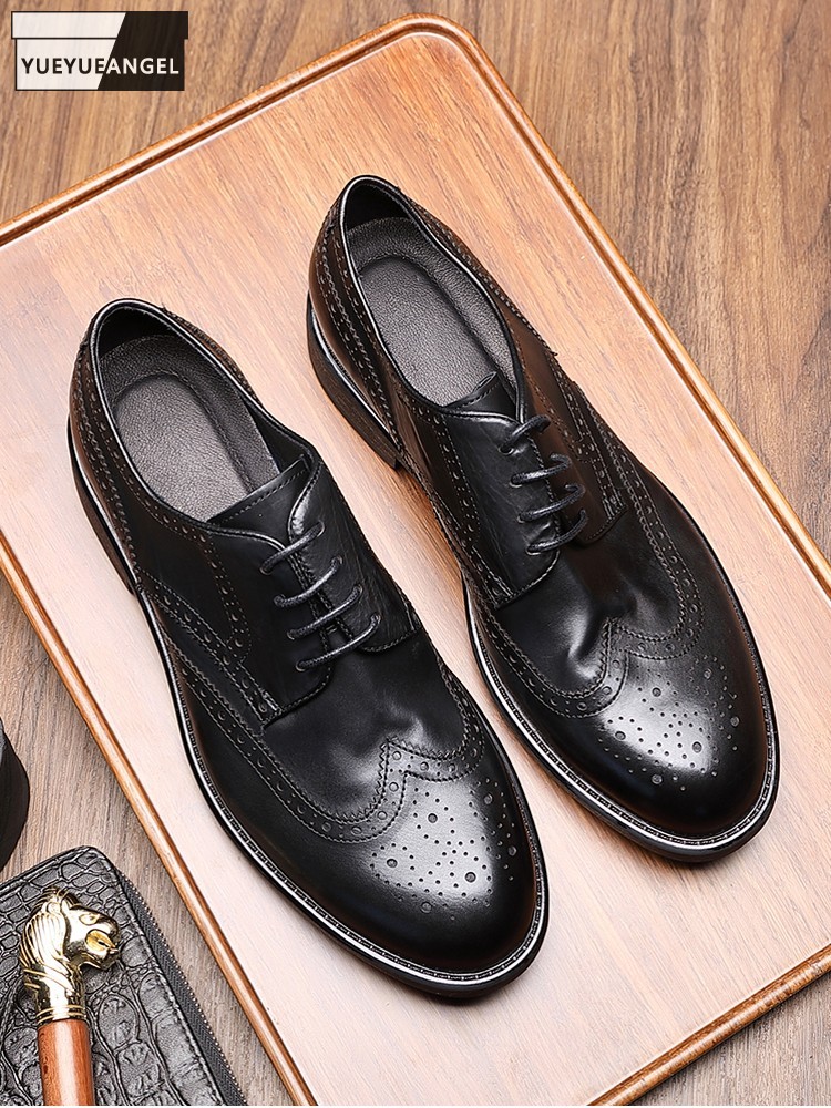 Men'S Grooming Tips - Brogue en cuir de vachette véritable