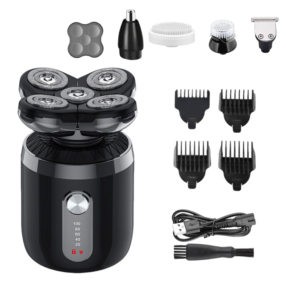 Men'S Grooming Razor Kit - Rasoir électrique 5-en-1 à 5 têtes